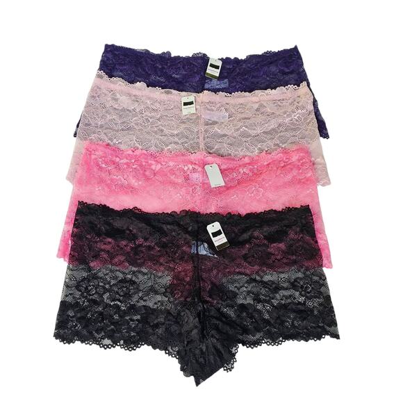 Set of 4 Women Boy Shorts Lace Panties Lingerie Underwear 5X Coquette Sheer - Picture 1 of 11